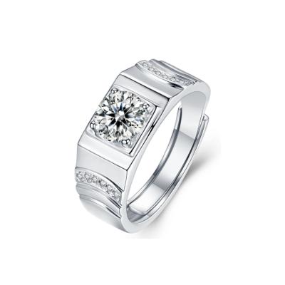 China Classic 18K shinning white gold 925 sterling silver moissanite rings men's diamond wedding rings for sale