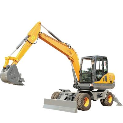 China Garment Shops Hengwang HW85 8 Ton Mini Digger Wheeled Excavators Hydraulic Wheel Excavator for sale