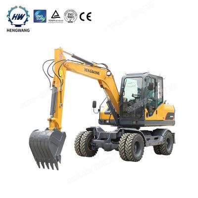 China Building Material Stores Hengwang HW80L Big Bucket Wheel Excavator Drive Wheel Digger Excavator for sale