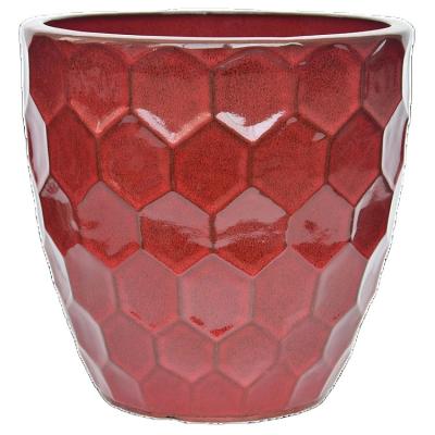 China Europe hot sale indoor plant flower pot cheap ceramic round honeycomb pot for garden for sale