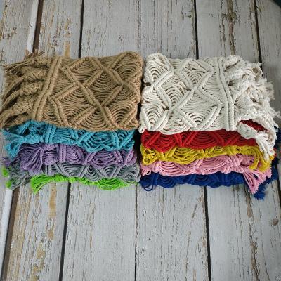 China Newborn cotton macrame photography props, colorful basket blanket for baby photograhy props for sale