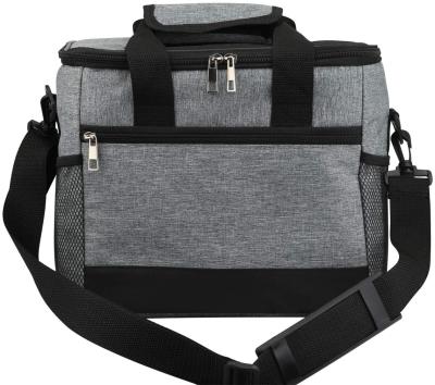 China Gray Insulated Lunch Bag Thermal Insulated Cooler Lunch Box With Shoulder Strap For Work for sale