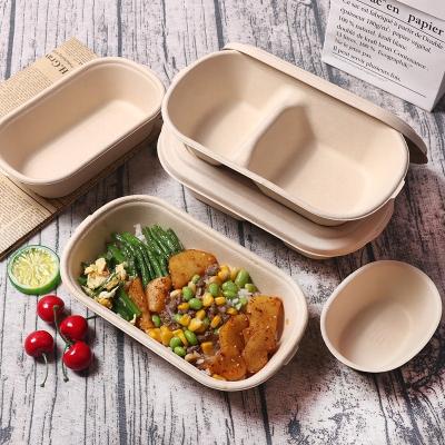 China Factory wholesale biodegradable thickened wooden bowl color grade disposable paper lunch box for sale