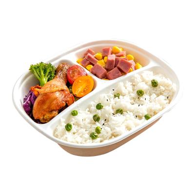 China Microwavable Bamboo Lunch Box Disposable Round Paper Container Take Away Paper Lunch Box for sale