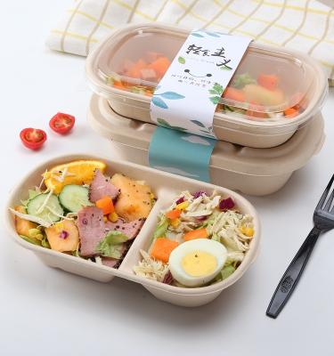 China Two Compartment Biodegradable Paper Food Container Bento Paper Lunch Box for sale