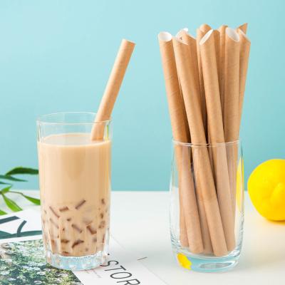 China Hot Disposable 8*210 Biodegradable Capsule Straws Plain Kraft Paper Packaging Straw for sale