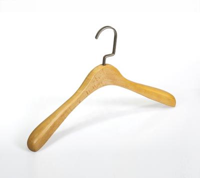 China SHOW Custom LOGO High Quality Natural Beech Wooden Baby Kids Children Clothes Hangers With Flat Hook for sale