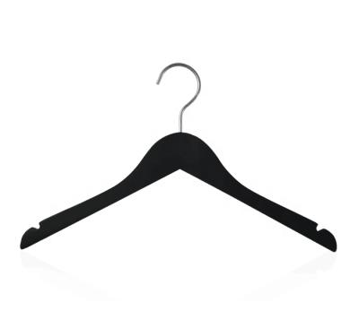 China Suit Display Rubeer Luxury Black Paint Wooden Hanger For Garment for sale