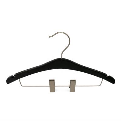 China Vintage Customized Wooden Hanger With Clips For Suits Fashion Brands Display Boutique Hangers for sale