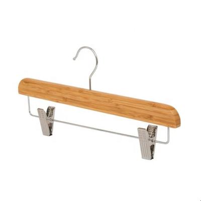 China CLASSIC wholesale natural bamboo pants hanger with clips for sale