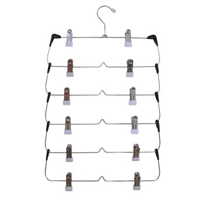 China Modern Wholesale Multi Layers Metal Pants Hanger With Metal Clips For Wardrobe for sale