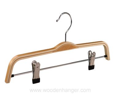 China SHOW OFF Wholesale Laminated Wooden Pants Hanger With Clips for sale