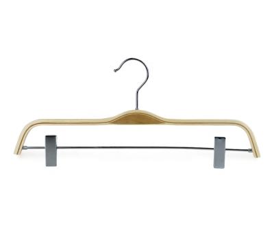 China CLASSIC Laminated Wooden Trouser Hanger With Anti Slip Clips for sale