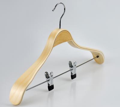 China Cheap Custom Casual Cloth Wooden Hanger Laminated Plywood Wooden Hanger For Cloth for sale