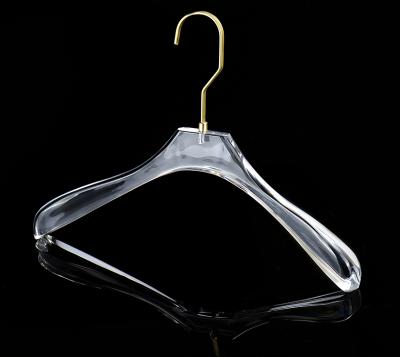 China SHOW Shoulder Luxury Wide Gold Acrylic Coat Hanger for sale