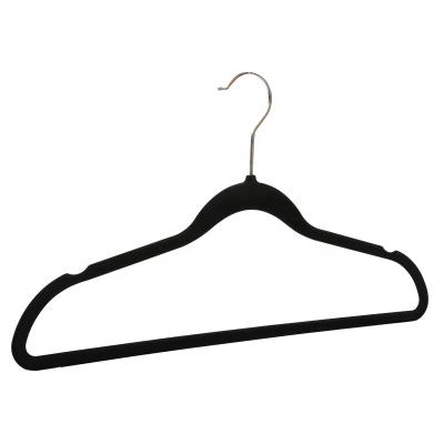 China Plastic Velvet 45cm Non-slip Notched / Non-slip Clothes Dress Hanger for sale