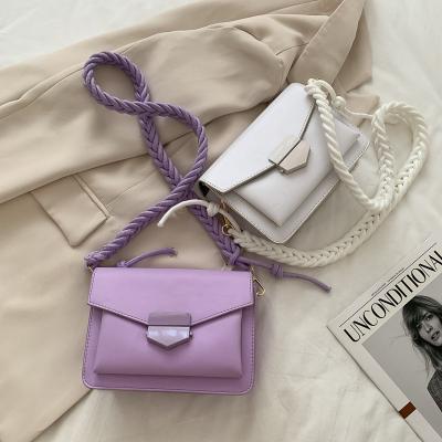 China New Fashion Leisure Solid Color Women Waterproof PU Leather Small Sling Shoulder Bag for sale