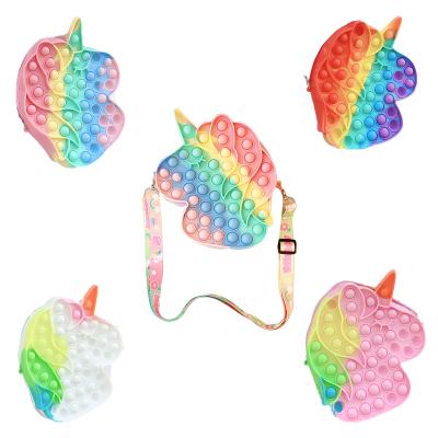 China Wholesale Hot Wholesale Hot Sale Kid Little Girl Chain Promotion Christmas Gift Silicone Cute Unicorn Unicorn Chain Purses and Handbags for Women for sale