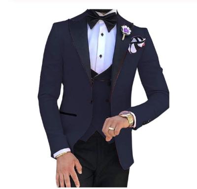 China Anti-wrinkle Slim Fit Wedding Male Plus Size Black 3 Piece Blazer Colored Tuxedo Gentlemen's Suits Set For Men for sale