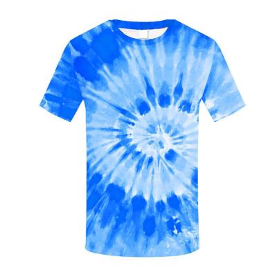 China Custom Logo Men Tie-Dye Plus Size Anti-wrinkle Polyester Summer Casual Breathable Short Sleeve T-shirt for sale