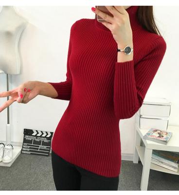 China Custom Woman Anti Shrink Knit Turtle Neck Tops Luxury Embossed High Quality Ladies Wool Pullover Sweaters for sale