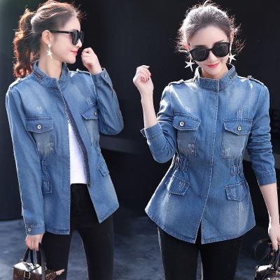 China Women Denim Sherpa Oversized Distressed Jackets Waterproof Loose Fast Shipping Veste Femme Printemps for sale