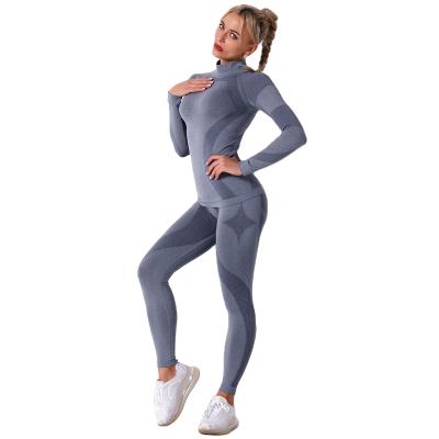 China New Fashion Breathable Compression Workout Seamless Clothing Sets 2 Piece Set Breathable Women Sports Suit Gym Yoga Running Set for sale