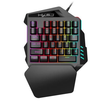 China Keyboard Mouse Set One Hand Gaming Keyboard Wired Rainbow Color RGB Color Professional Gaming Keyboard For Android System Mobile Phone for sale