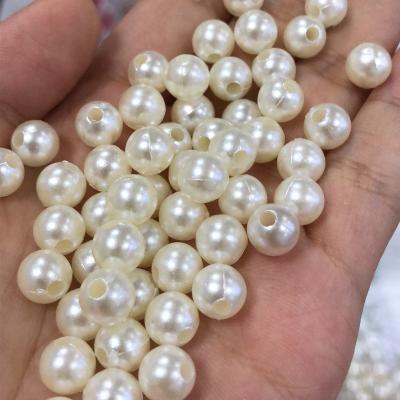 China Garment Accessories Factory Price Cream 8mm Round Pearl Plastic Beads for sale