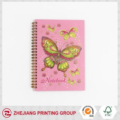 China Candy Spiral 4C Butterfly Printing Cover Metal Coil Spiral Notebook for sale