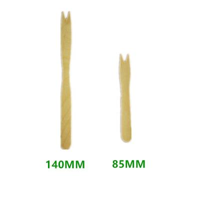 China Disposable Biodegradable Party Chip Wooden Fork 140mm for sale