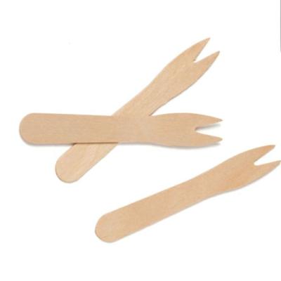 China Disposable wooden fork to pick fruit desert cake 85mm /bamboo disposable fork 9cm for sale