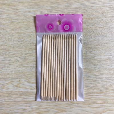 China Cuticle Safe Disposable Wood Pusher Orange Wood Nail Sticks 4.5