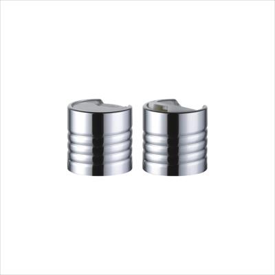 China Spill No 20 24 28 / 410 415 Aluminum Cosmetic Disc Top Cap / Lid / Cover For Shampoo Bottle for sale