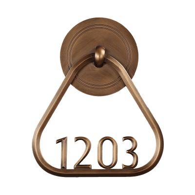 China Custom Creative Eco-friendly Hot Spring House Number Homestay Hotel Door Plate Villa Copper Handle Room Number Brand Solid Aluminum Letters for sale