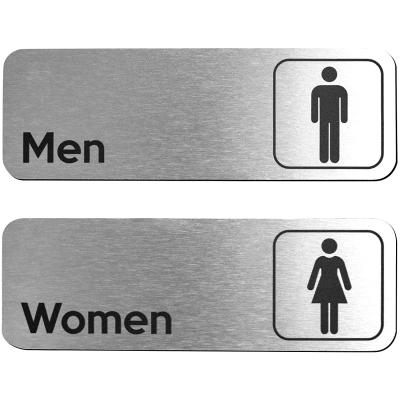 China Eco - Friendly Brushed Aluminum Restroom Signs - Modern Men And Women Restroom Sign for sale