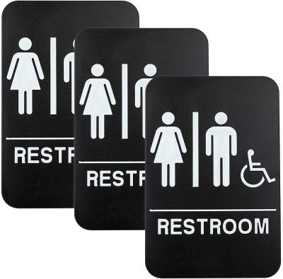 China Eco - Friendly Easy To Mount With Braille Large For Business Restroom Plastic Sign for sale