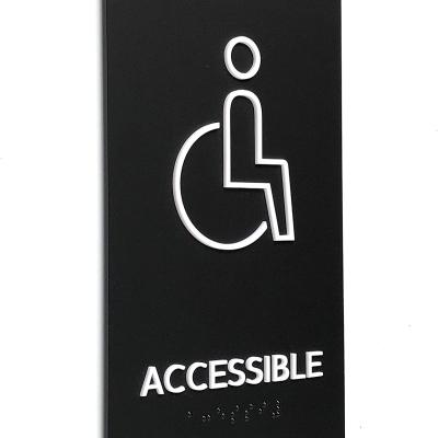 China Eco-Friendly Accessible Letters Sign With Grade 2 Braille For Accessible Room With Double Sided Band for sale