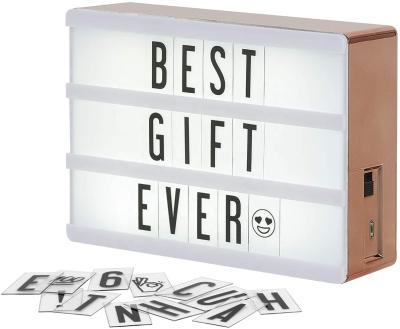 China A6 Size Eco-friendly 4x6 Inches Rose Gold Mini Light Box with 100 Letters Numbers and Emojis for sale