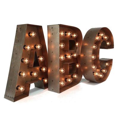 China Eco-Friendly Personalized Personalized Light Bulb Word Advertising Sign Retro Led Marquee Letters Sign for sale