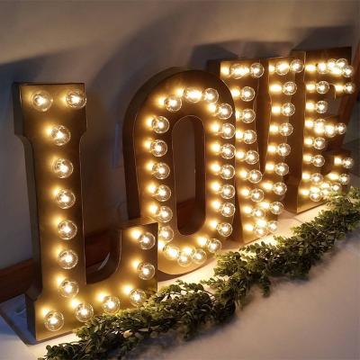 China Large Eco-friendly GOLD Wedding Marquee Light Up Giant Letter LED Marquee Light Lights Sign Wedding Decoration for sale