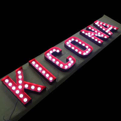 China Eco-friendly Rusty Sheet Iron LED Lighted Marquee Letters Sign Customized Retro Paint Exposed Beads Illuminated Marquee Letters 5ft for sale