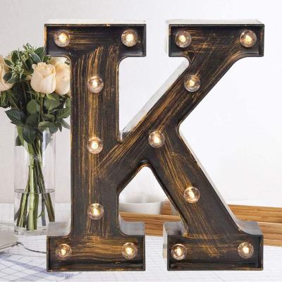 China Eco-Friendly Vintage Letters Home Decor Battery Operated Illuminated Name Signs Marquee Letter Signs for sale