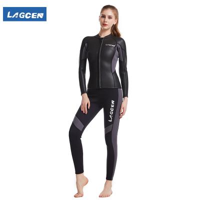 China New High Quality Anti-UV Black Neoprene Leather Wetsuit With Zipper Soft Front Pressure Resistant Warm Surfing Suit for sale