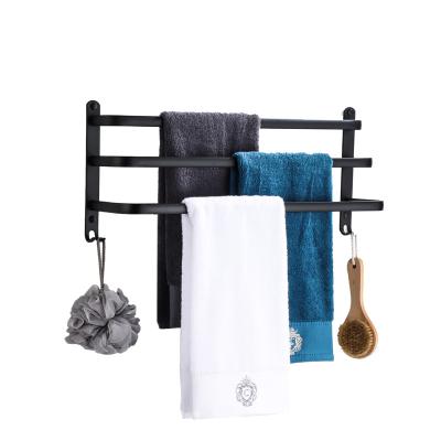 China Wall Mount Aluminum Towel Rack Accessories Modern Fashion Bathroom Hotel Towel Rack Set for sale