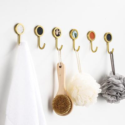 China Sustainable Bathroom Shower Wall Hanging Gold Aluminum Single Hanger Hook for sale