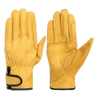 China Leather Reinforced Palm Work Glove Cowhide Garden Glove Reinforced Palm Work Gloves For Industrial Production Gardening Construction for sale