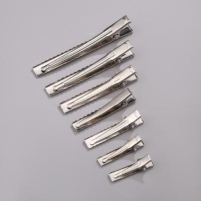 China DIY Fashionable Silver Flat Metal Single Fork Alligator Hair Clips with Teeth Hairpins for Bows Accessories Hair Clips Styling Tools for sale