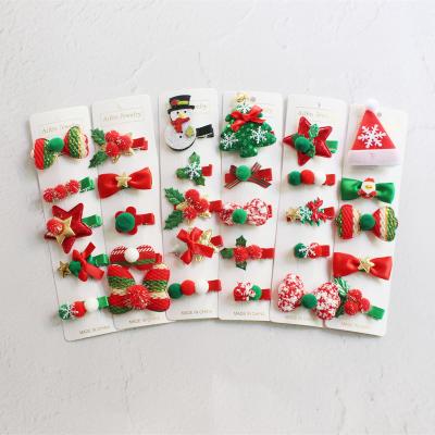 China New 5PCS/Set Girls Lovely Christmas Hair Clips Headband Hair Clips Barrettes Fashionable Ornament Hairpins Sweet Kids Shape Hair Accessories for sale