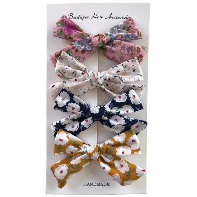 China Lovely Fashionable Babies Print Cute Headwear Bohemian Children Hair Clips BB Flower Bow Flower Style Cotton Hairpins Hair Accessories for sale